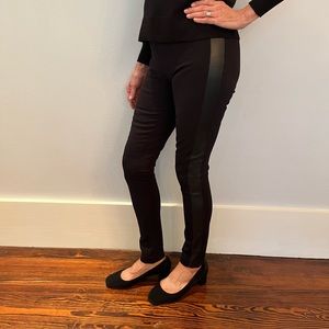 Jcrew Pixie pants in black stretch fabric with leather